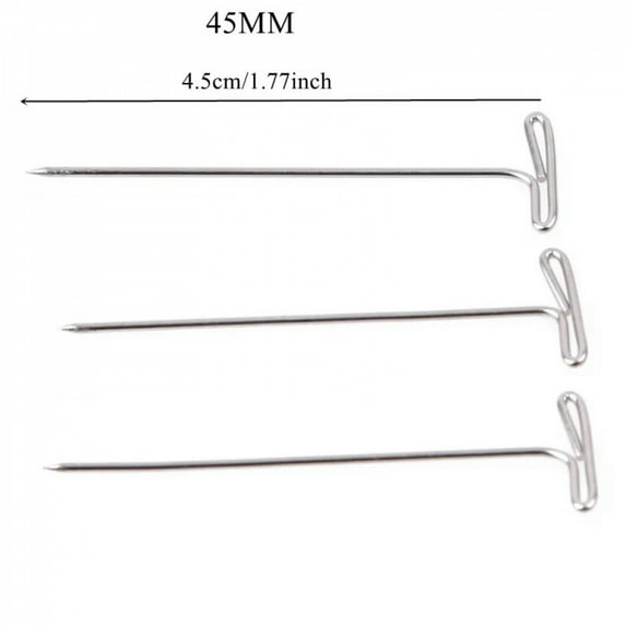 50/100Pcs 27/32/38/45/50MM T Pin Needles Wig Making T Pins for Blocking Knitting Assorted Sizes T-Pins Stainless Steel
