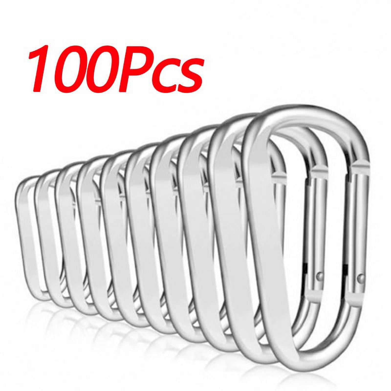 50/100Pcs D-Shaped Spring Clip Black Silver Colorful Aluminum Alloy Carabiner Spring Clip Key Chain Climbing Carabiners Parts