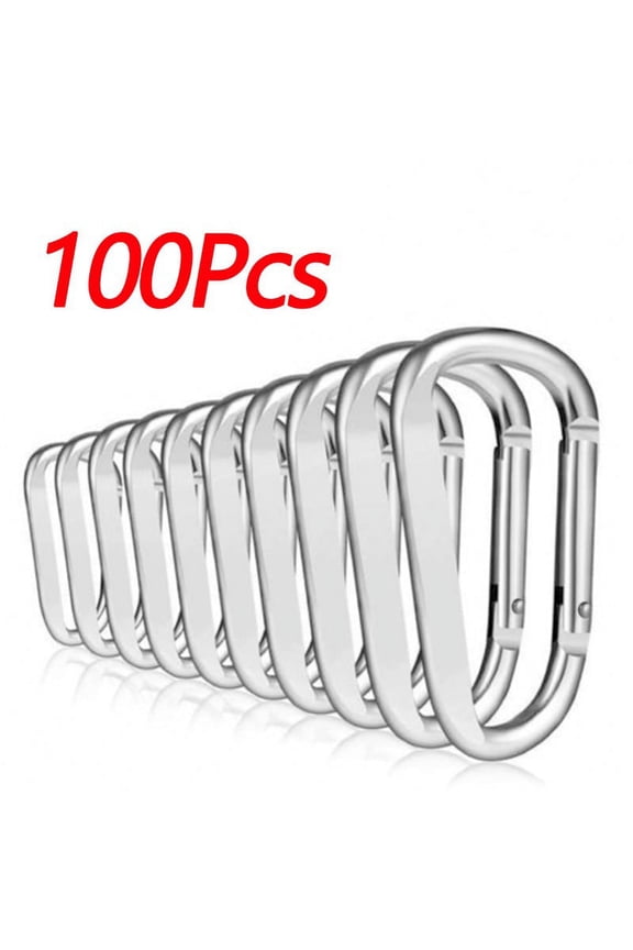 50/100Pcs D-Shaped Spring Clip Black Silver Colorful Aluminum Alloy Carabiner Spring Clip Key Chain Climbing Carabiners Parts