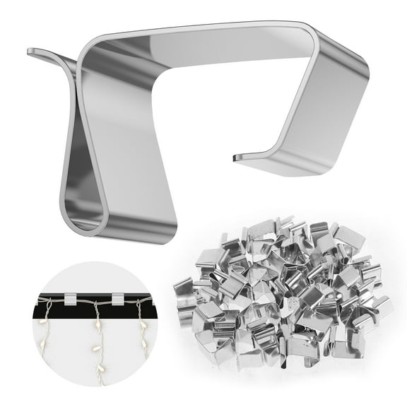 50/100Pcs Gutter Hooks Stainless Steel Christmas Lights Clips for Christmas Lights Holiday Lights Clips for Guttering