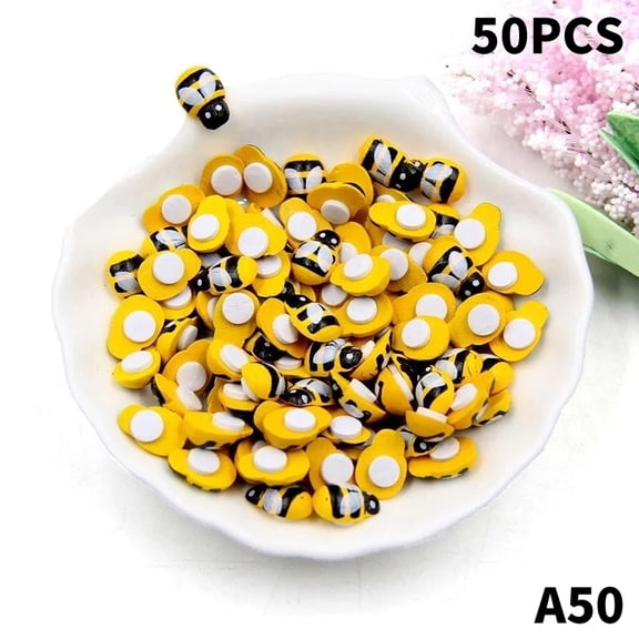 50/100Pcs Mini Wooden Bee Self-adhesive Sticker Painted DIY Crafts Figurine