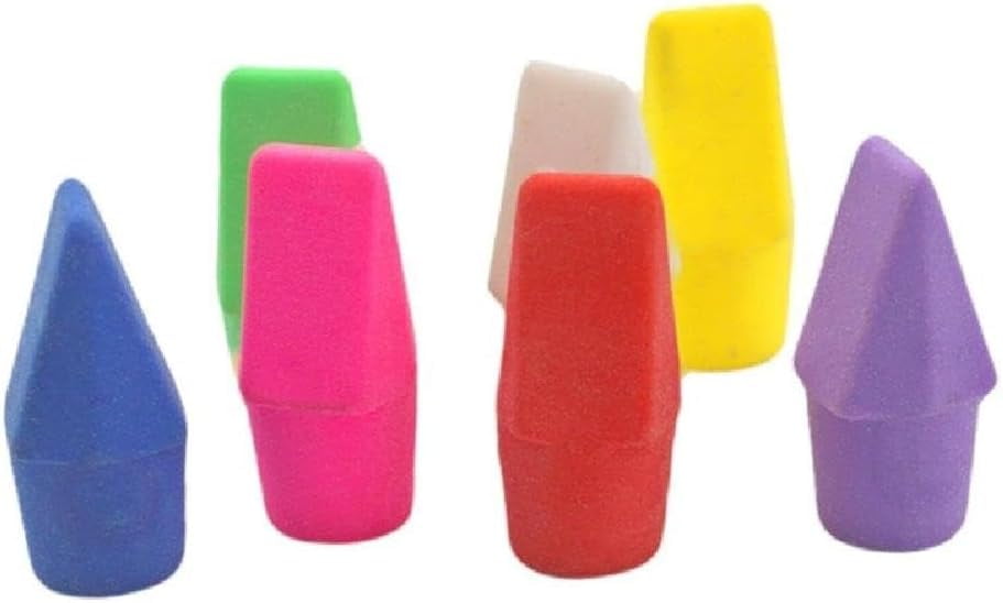 50/100Pcs Pencil Top Eraser Caps Arrowhead Assorted Colors Pencil