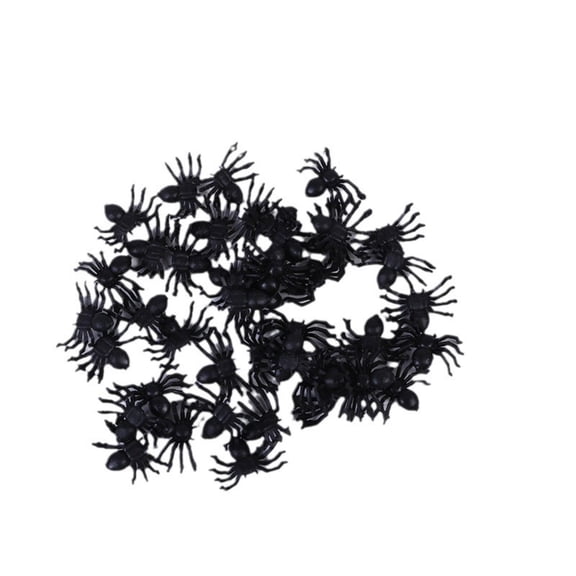 50/100Pcs Realistic Mini Plastic Spider Decorations, 0.87x0.6 Inch Black Spiders for Haunted House Halloween Party Pranks April Fool's Day Props