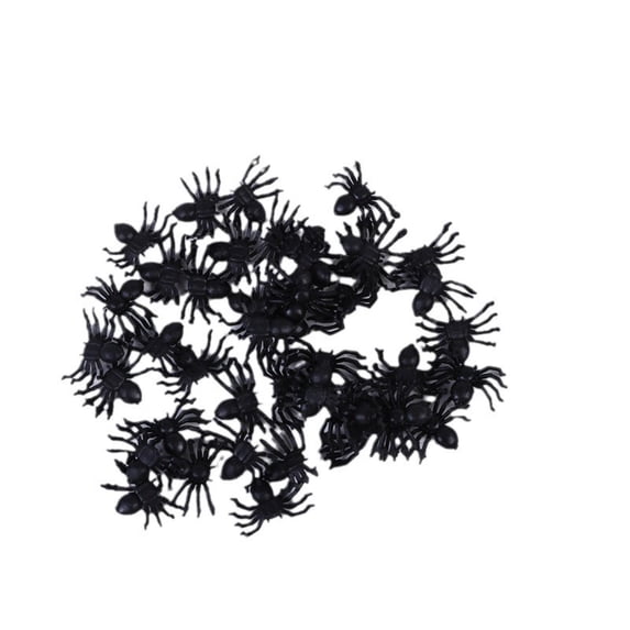 50/100Pcs Realistic Mini Plastic Spider Decorations, 0.87x0.6 Inch Black Spiders for Haunted House Halloween Party Pranks April Fool's Day Props