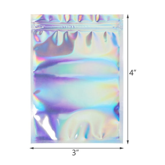 50/100Pcs Resealable Holographic Ziplock Mylar Bags Foil Pouch for Party Favor