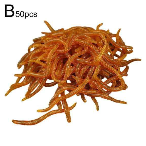 50/100Pcs Sile Red Worm Soft Lures Earthworm Rubber Bass Baits Sh Deco R2T7