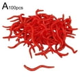thumbnail image 1 of 50/100Pcs Silicone Red Worm Soft Lures Earthworm Rubber Baits Shrimp Bass Carp ∨ Y7W7, 1 of 9