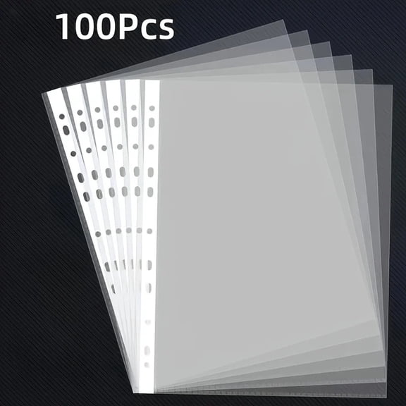 50/100pcs Clear A4 Plastic File Folders - 11-Hole 3-Ring Binder Compatible, Durable PP Document Sleeves for Office, School, Home