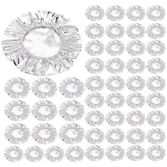 50/100pcs Repeatable Aluminum Foil Insulation Covers, Elastic Food Fresh Keeping Film for Kitchen, Thermal Table Food Shield for Heat Retention, Silvery
