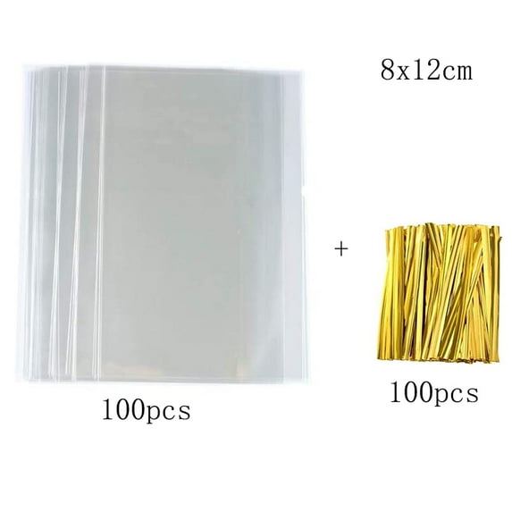 50/100pcs Transparent Flat Open Top Bag Of Cellophane Bag For Candy Lollipop Cookies Baking Food Packaging Party Gift Pouch