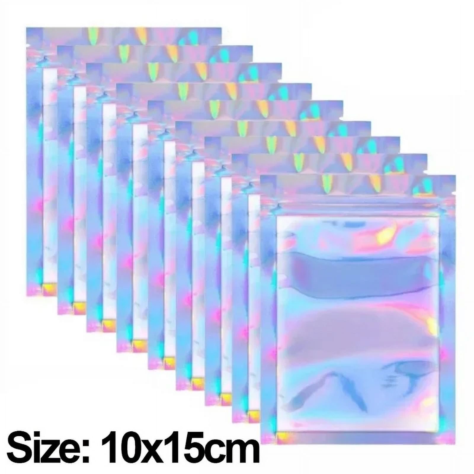 50/10PCS Laser Sealing Bags Plastic Holographic Candy Food Pouch Resealable Necklace Jewelry