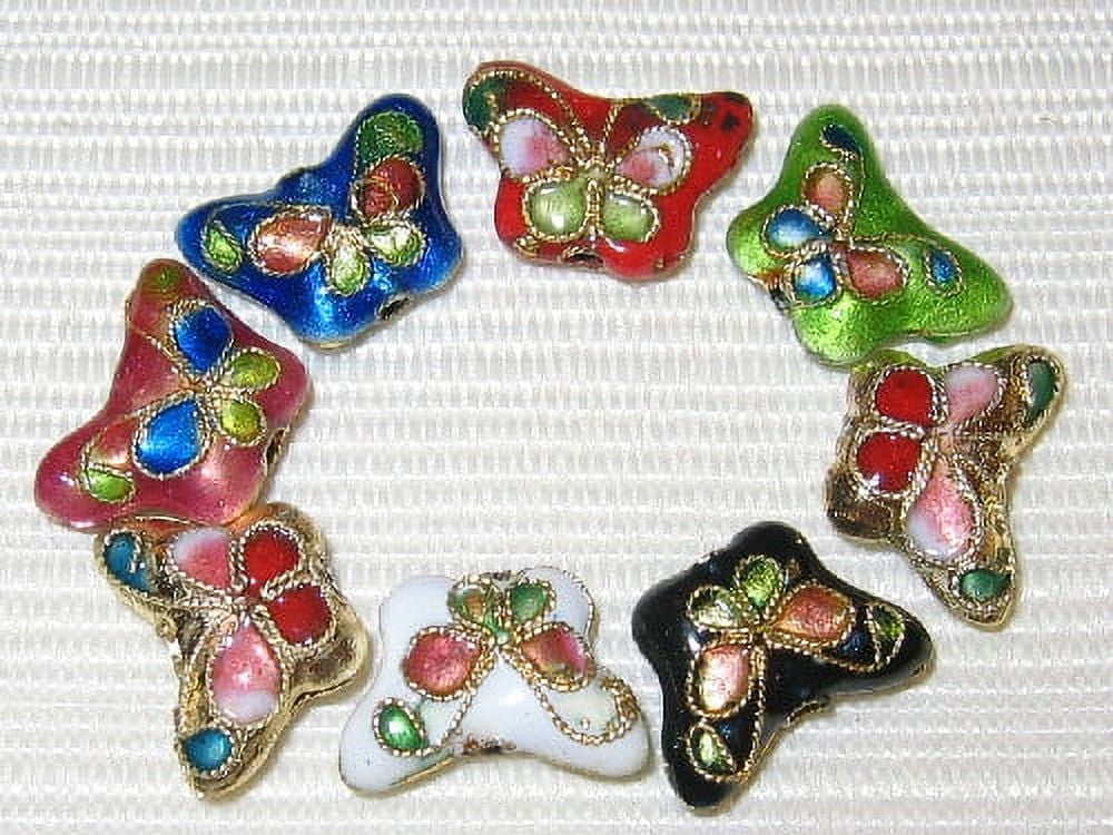 50 10x15mm Butterfly Mix Handmade Cloisonne Beads