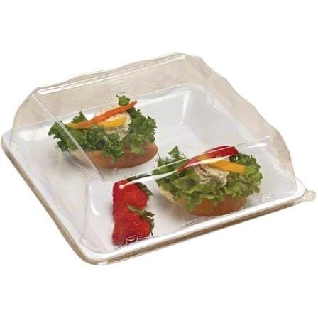 50 11" Square Serving Tray Lids, Plastic Serving Tray Lid 11" Clear Lids, Covers for Catering Trays