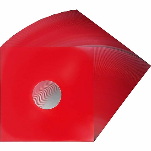 (50) 12" Colored Vinyl Record Jackets with Center Hole - Glossy Red - #12JWREHH