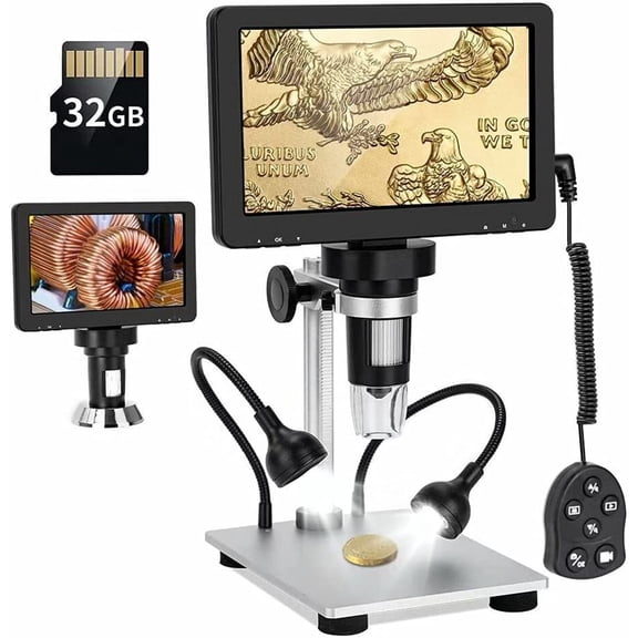 50-1200X 7 Inch LCD Digital Microscope 1080P USB Video Microscope Camera With Wired Remote For Circuit Board PCB ,Wide and Clear Vision