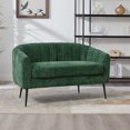 thumbnail image 1 of 50.2'' Modern Accent Chair with Metal Legs, Upholstered Chenille Lounge Chair, 2-Seater Leisure Armchair for Living Rooms, Bedrooms, Dorm, Studio, Office, Green, 1 of 9