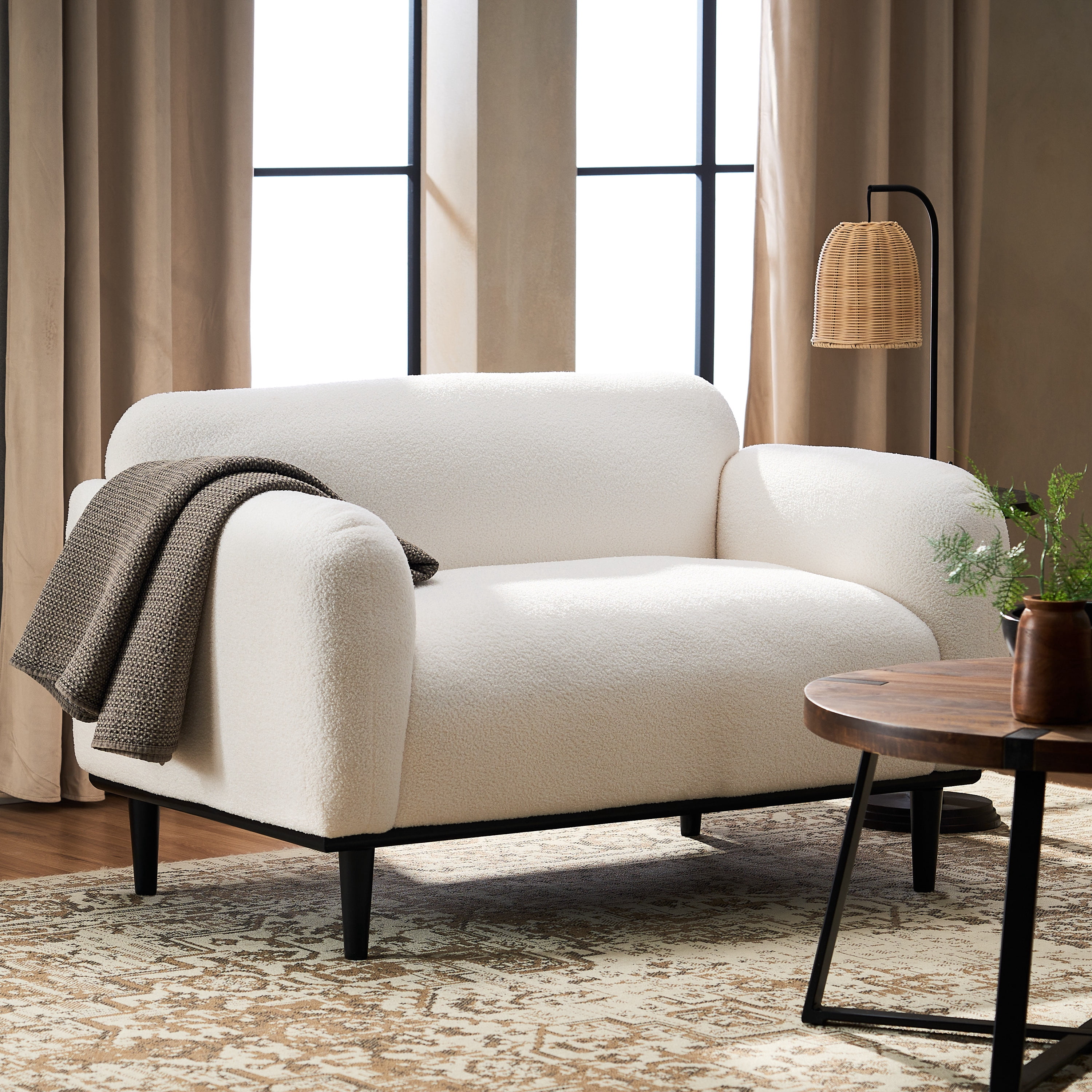 50" 2-Seater Sofa Couch for Small Space,Upholstered Loveseat Sofa Small Sofa with Soft Seat Cushion for Living Room,White