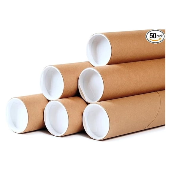 50 - 2" x 12" Round Cardboard Shipping Mailing Tube Tubes With End