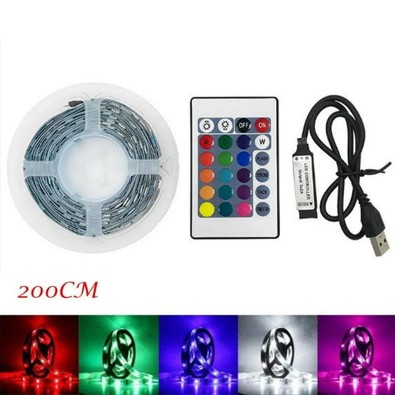 50 200CM USB LED Strip Light 2835RGB Color Changing TV Backlight with Remote,Flexible Cuttable Adhesive Tape,5V Powered for PC,Laptop,Car,Home Decor (50 100 200CM Options)