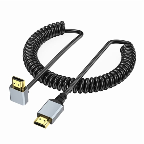 50-200cm Adjustable HDMI-compatible 4K Coiled Cable Male to Male Adapter Cord for TV and Display Monitors 2.0 Version