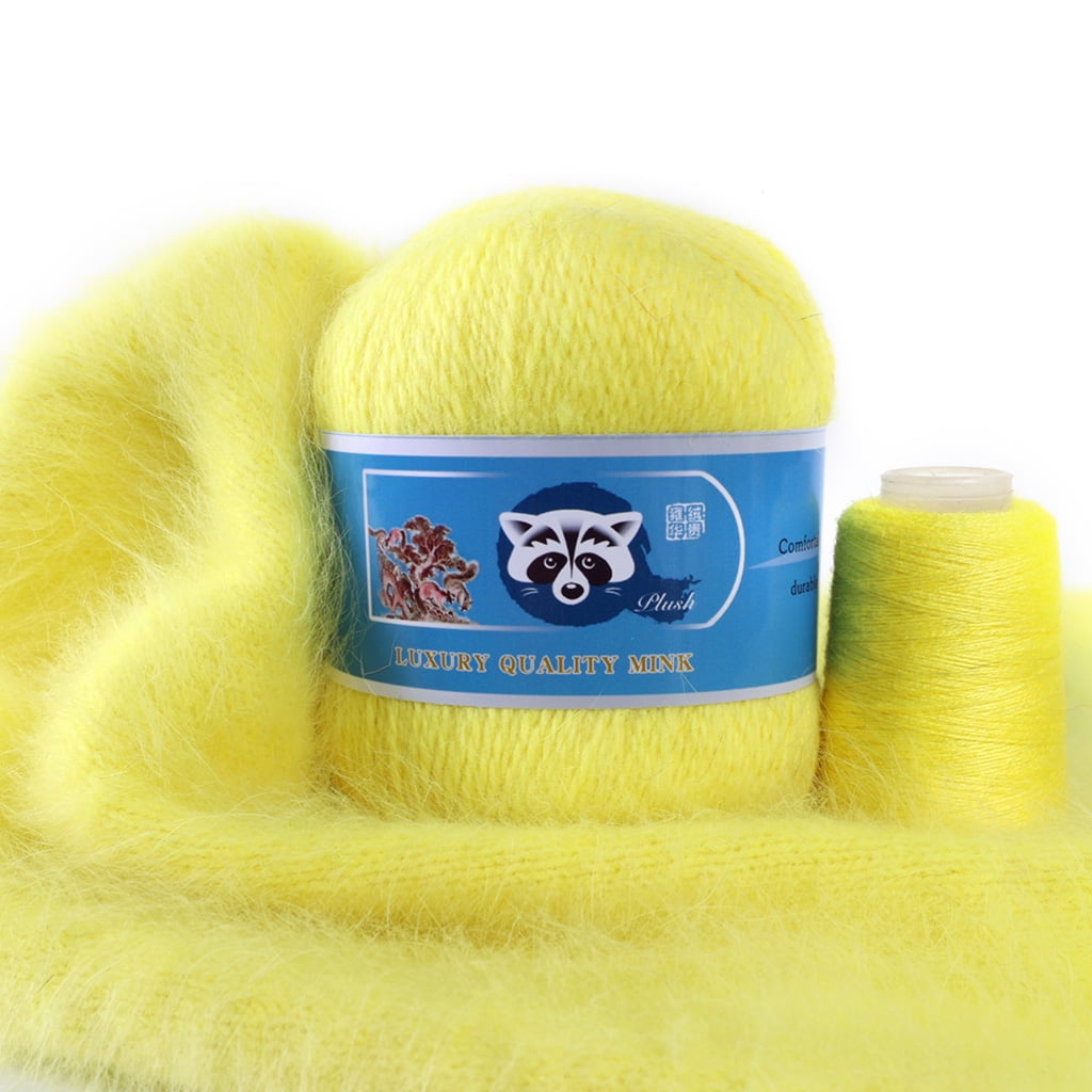 50+20g/set Long-haired Mink Wool Medium Thick Mink Wool Yarn DIY Handmade  Wool Clothes Crocheting Knitting Material 