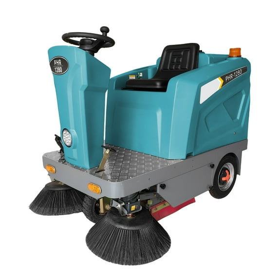 50.4" Ride-on Industrial Sweeper, Floor Cleaning Machine 92,600 sq ft/h Efficiency, 26.5 Gal Hopper Brushless Motor for Warehouse Factory Parking Lot