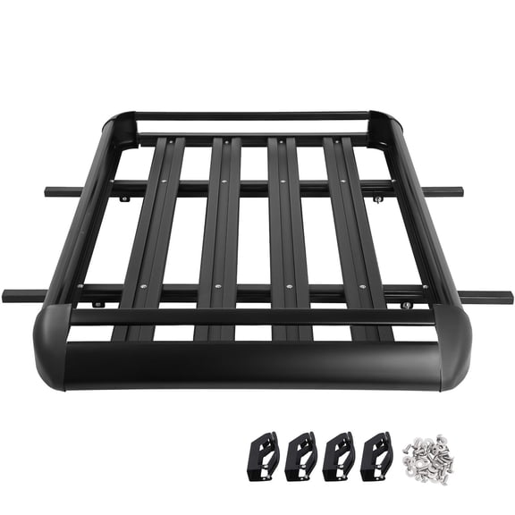 50.4 x 36.4 Inch Aluminum Universal Roof Mount Cargo Basket with Cross Bars, XL Size Car Top Luggage Storage Rack for SUV Travel Use