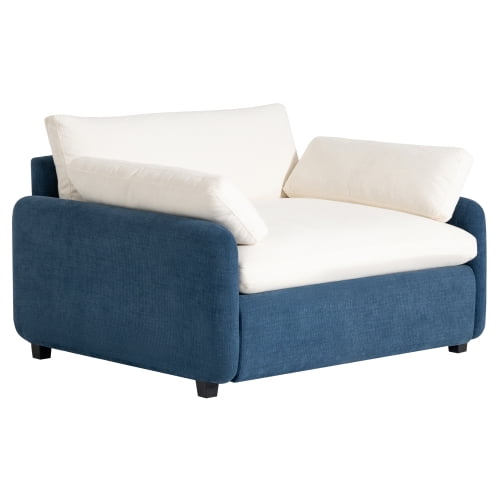 50*43" Oversized Chenille Single Sofa Chair,Wide and Deep Seat Accent Chair,Modern Upholstered Comfy Armchair,Color Blocking Couch Lounge with Pillows for Living Room,Apartment,Bedroom (Blue)