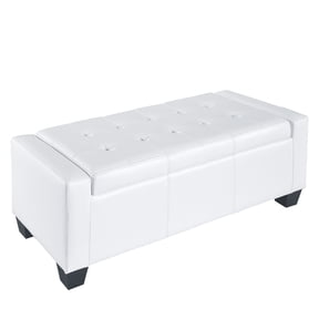 50.5" Faux Leather Rectangular Tufted Storage Ottoman for Living Room, Entryway, or Bedroom, White