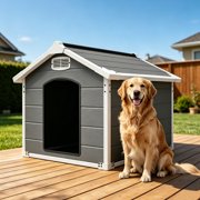 50.5" Large Dog House for Large Breeds, Outdoor Indoor Heavy Duty Pet House, Waterproof UV Protected, Scratch Resistant Double-Wall PP Board, Front & Rear Vents   Easy Clean & Washable