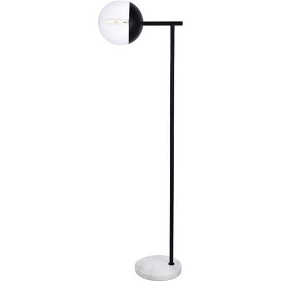 50.5 in. Eclipse 1 Light Floor Lamp Portable Light with Clear Glass, Black