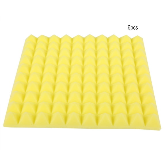 50*50*5cm 6Pcs Pyramid Shape Sound Absorbing Soundproofing Cotton Foam (Yellow)