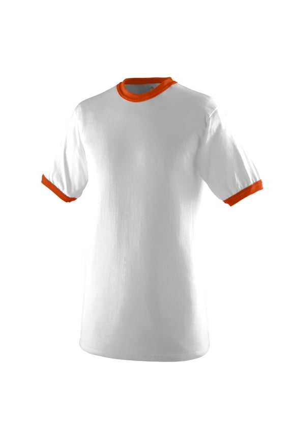 50/50 Ringer T-Shirt , 710 , White/ Orange , Small