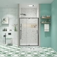 thumbnail image 1 of 50-54" W x 71" H Sliding Shower Door, Piovt Swing Glass Shower Door with 1/4"(6mm) Clear SGCC Tempered Glass, Pivot Frame Sliding Shower Door for Bathroom, Matte Black, Reversible Installation, 1 of 7
