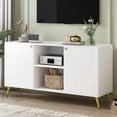 thumbnail image 1 of 50 - 59 Inch TV Entertainment Stand | Conceal AV Equipment in Cabinets | Golden Metal Finish | Cable Management for Neatness, 1 of 5