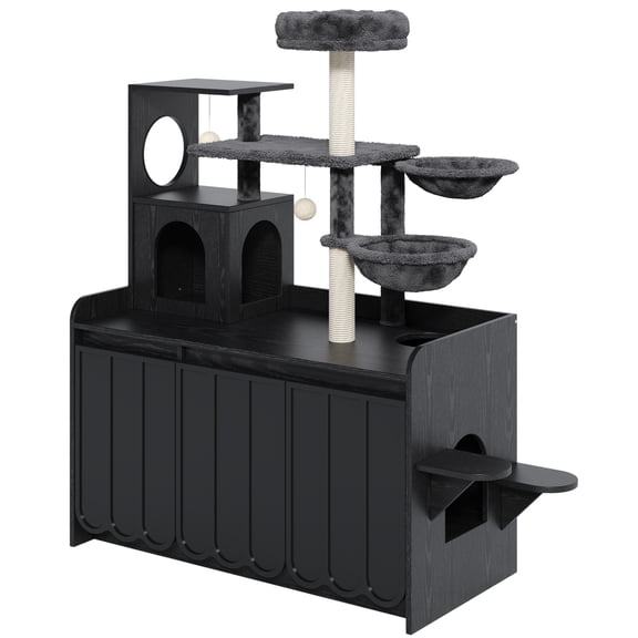 50.6" Cat Tower Litter Enclosure, Scratching Post & Storage