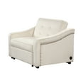 thumbnail image 1 of 50.6" Convertible Sleeper Bed, Adjustable Sofa Couch with Dual USB Ports for Living Room Space,Cream White, 1 of 9