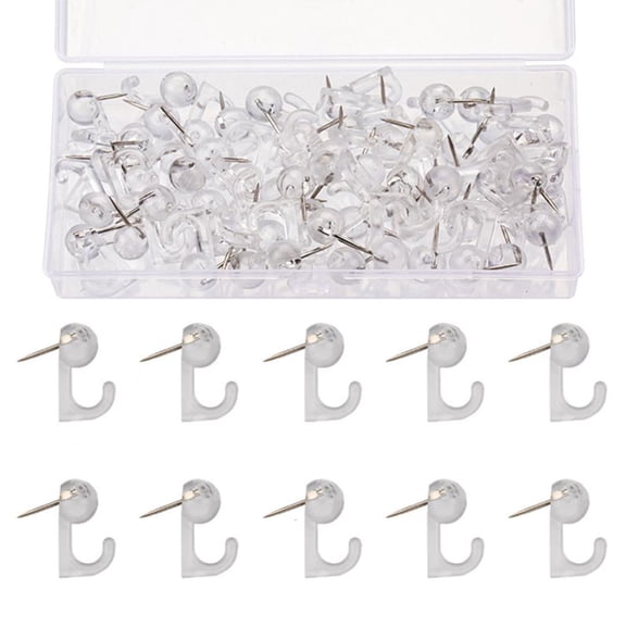 50/60/80/160Pcs Push Pin Hangers Decorative Push Pin Hooks Picture Hanging Pin Push Pin with Clear Clip for Cork Board