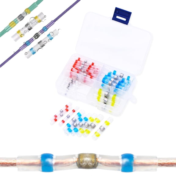 50-600PCS Solder Seal Wire Connectors, Waterproof Heat Shrink Butt Connectors, Electrical Wire Splice Kit, Automotive Solderless Terminals