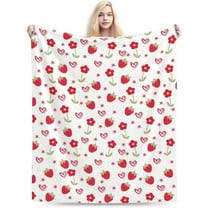 50*60in Ultra Soft Cute Strawberry Blanket Flannel Throw Blanket Decor Bedding Suitable for Travel Camping Living Room Sofa Bedroom Decoration Gifts