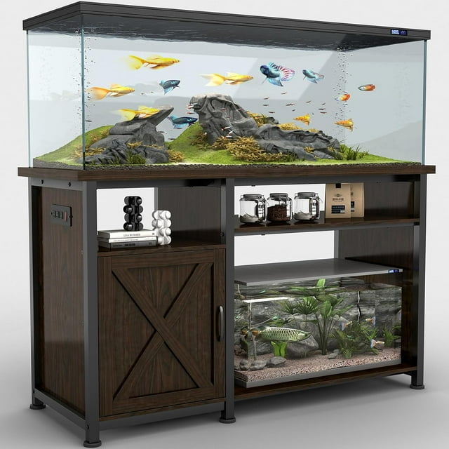 5075 Gallon Fish Tank Stand with Power Outlets, Linor Heavy Duty Metal
