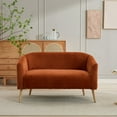 thumbnail image 1 of 50.78" Modern Loveseat Couch Sofa, Corduroy Fabric Upholstered 2-Seat Sofa, Loveseat with Wooden Nature Legs for Small Space Office Studio Apartment Bedroom (Orange), 1 of 11