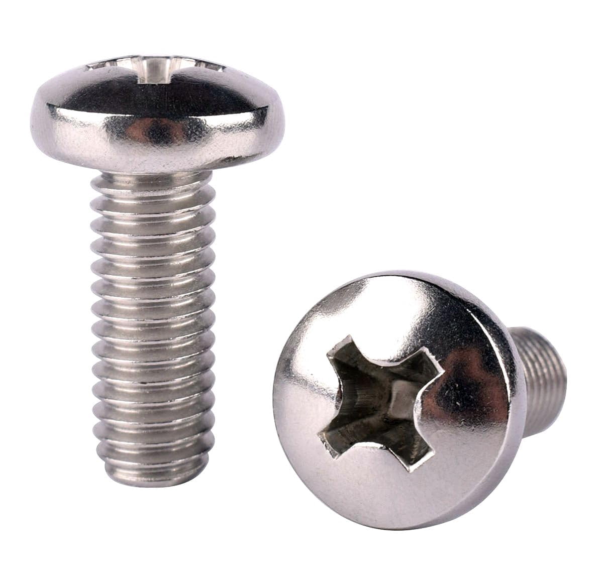 50 #8-32 1/2 inch pan head machine screws cross slot bolts, 304 stainless steel 18-8, full thread