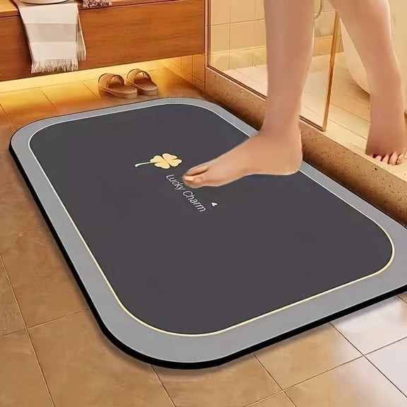 50*80cm Dark Gray Diatomite Quick-Dry Bathroom Rug,1pc Quick-Dry Bathroom Mat, Pet Feeding Mat, Super Absorbent Diatomite Floor Mat, Non-Slip Water-Absorbent Floor Mat, Soft Comfortable Bathroom Mat,