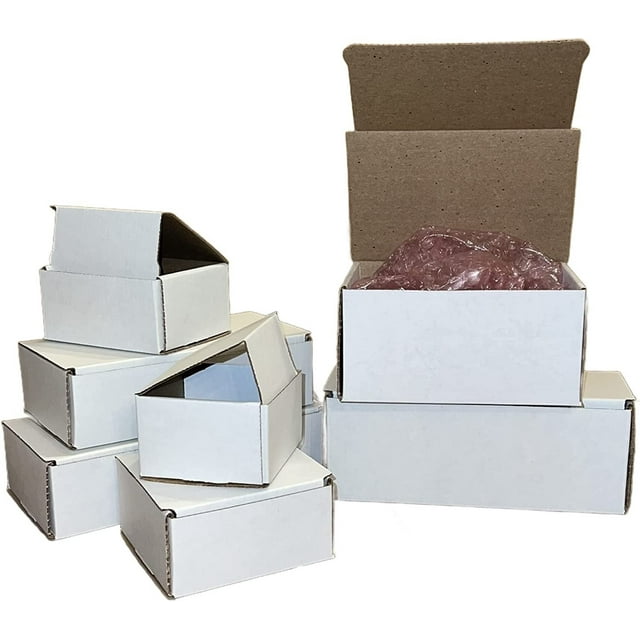 50 8x4x2 White Cardboard Paper Boxes Mailing Packing Shipping Box Corrugated Carton