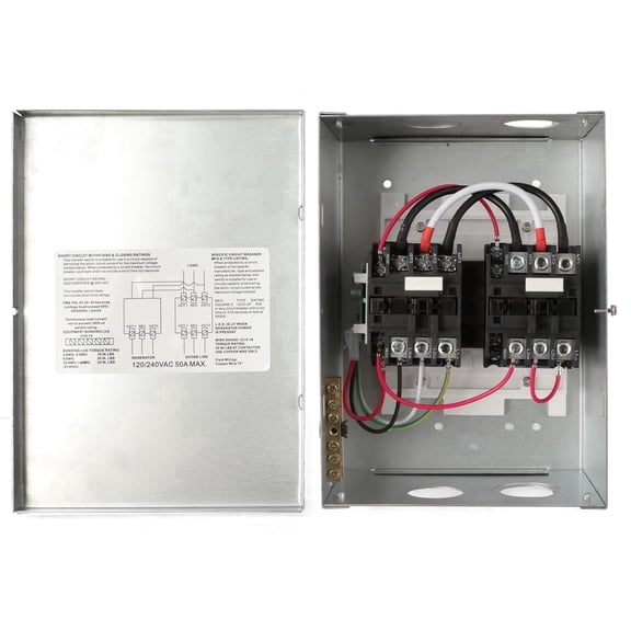50 AMP Automatic Transfer Switch for RV Outdoor Speedboats 120/240 VAC Generator Transfer Switch 20-45 sec delay