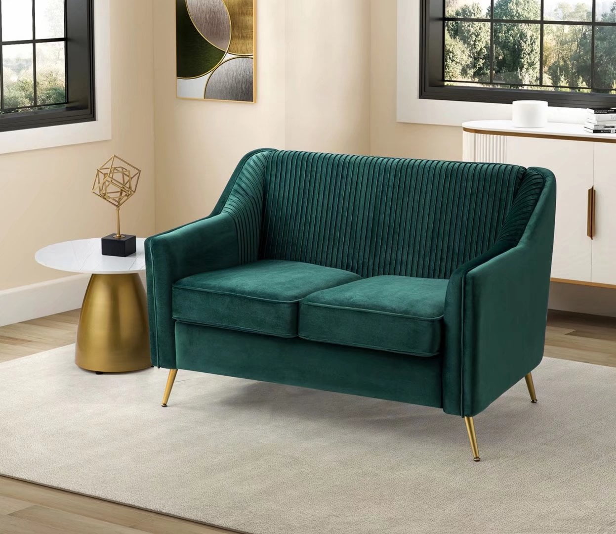 50" Accent Sofa, Modern Velvet Upholstered Loveseat Sofa Couch with — free download