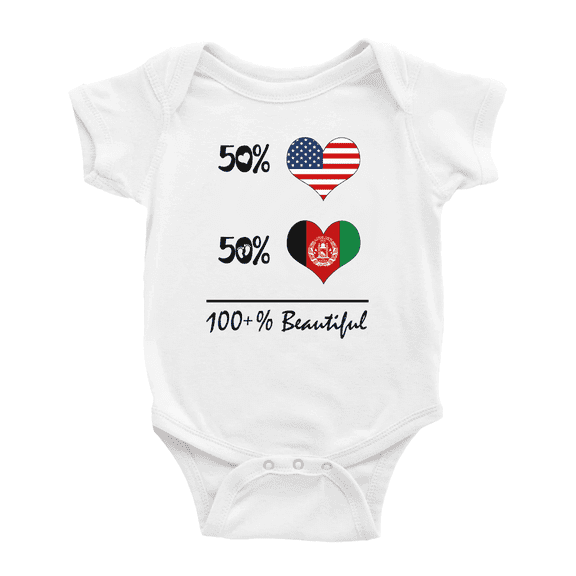 50% Afghan + 50% American = 100+% Beautiful Afghanistan Funny Baby Clothing Bodysuits For Boy Girl