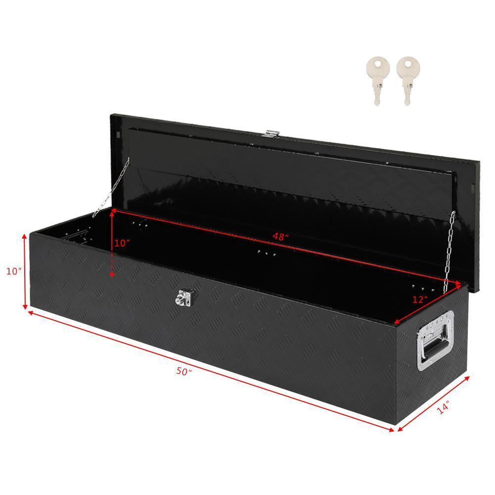 50" Aluminum Tools Box Tote Storage for Truck Pickup Bed Trailers Tongue BLACK