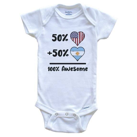 50% American 50% Argentinian 100% Awesome Argentina Heart Flag Baby Bodysuit